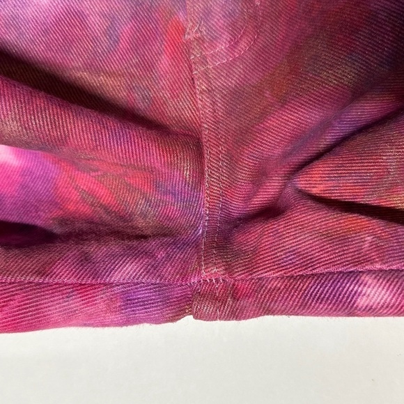 Vintage Hand Dyed High Waisted Slim Jeans Pink Gold Signed by Artist size 6 - Picture 14 of 16